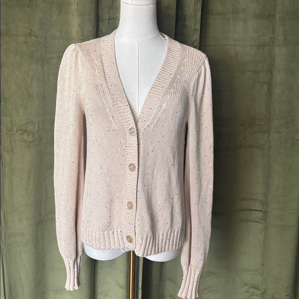 Generation Love Cream Knit sequin Cardigan , XS